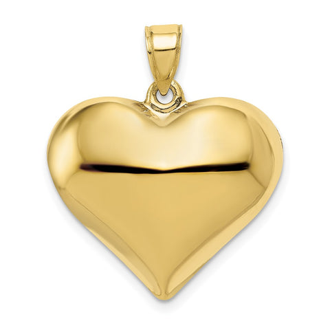 10K Polished 3-D Heart Pendant-WBC-10C2913