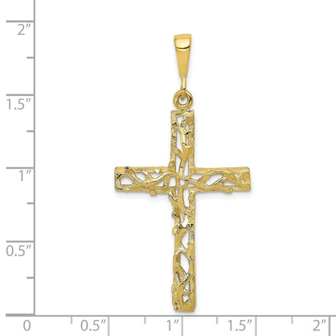 10k Satin Polished Antiqued Cross Pendant-WBC-10C303