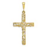 10k Satin Polished Antiqued Cross Pendant-WBC-10C303