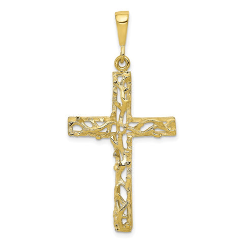 10k Satin Polished Antiqued Cross Pendant-WBC-10C303