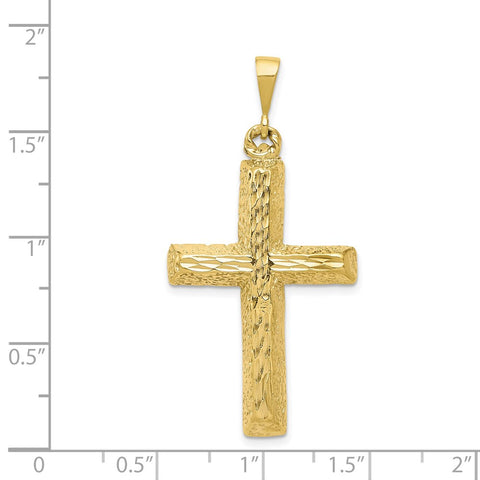 10k Diamond-cut Cross Pendant-WBC-10C304