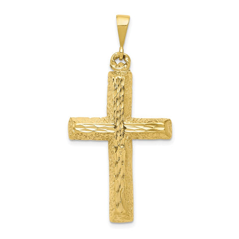 10k Diamond-cut Cross Pendant-WBC-10C304