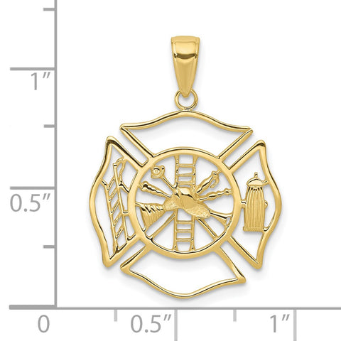 10k Fireman Shield Pendant-WBC-10C3108
