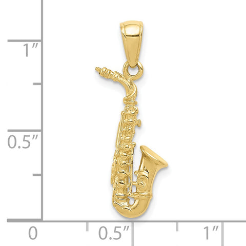 10k 3-D Saxophone Pendant-WBC-10C3135