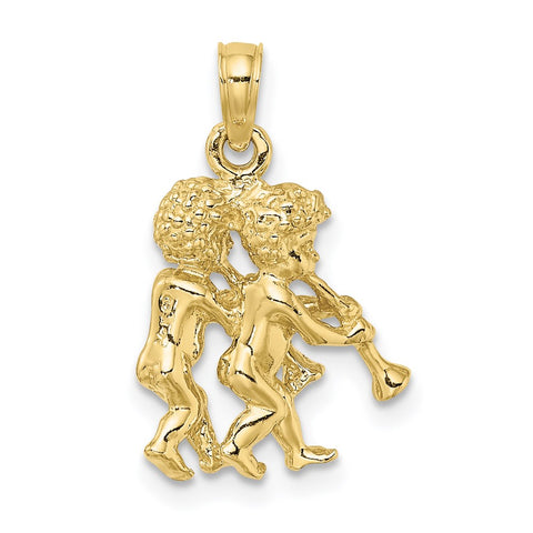 10K 3-D Gemini Zodiac Pendant-WBC-10C3145