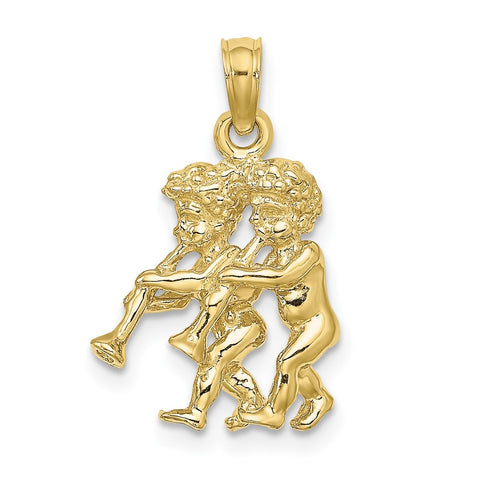 10K 3-D Gemini Zodiac Pendant-WBC-10C3145