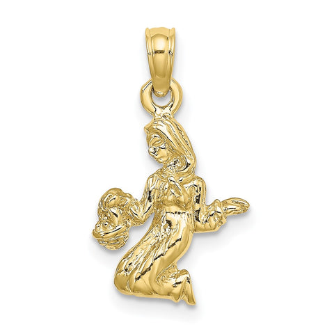 10K 3-D Virgo Zodiac Pendant-WBC-10C3148