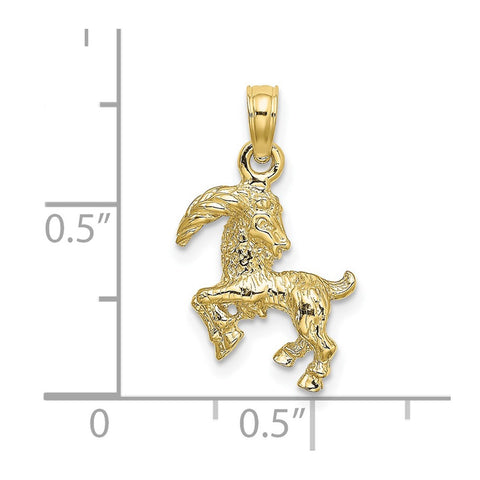 10K 3-D Capricorn Zodiac Pendant-WBC-10C3152