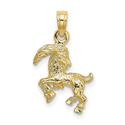 10K 3-D Capricorn Zodiac Pendant-WBC-10C3152