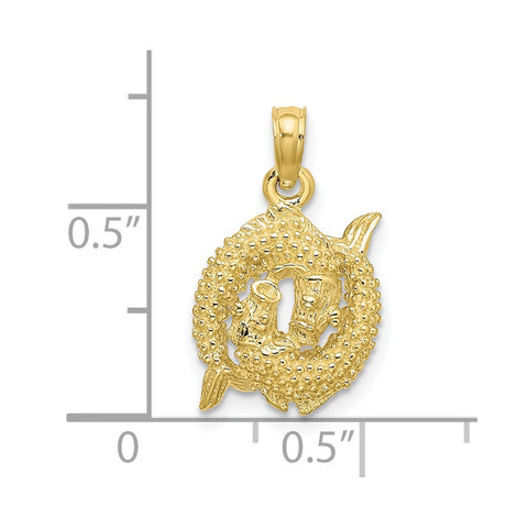 10K 3-D Pisces Zodiac Pendant-WBC-10C3154