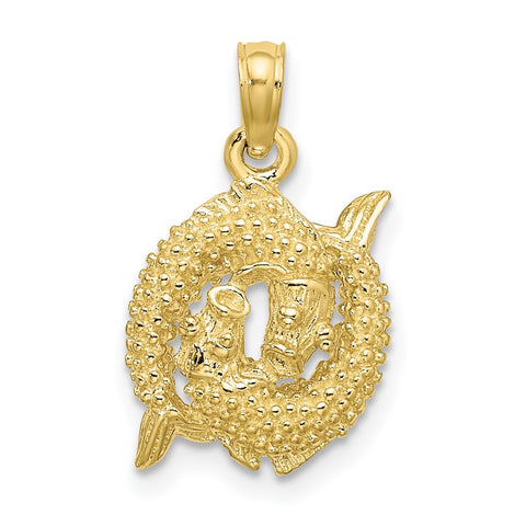 10K 3-D Pisces Zodiac Pendant-WBC-10C3154
