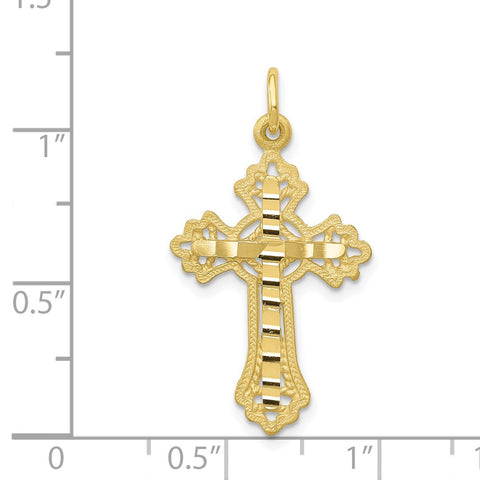 10K Diamond-Cut Cross Charm-WBC-10C319