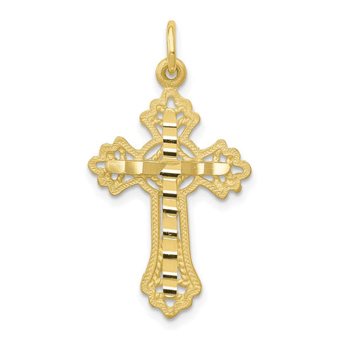 10K Diamond-Cut Cross Charm-WBC-10C319
