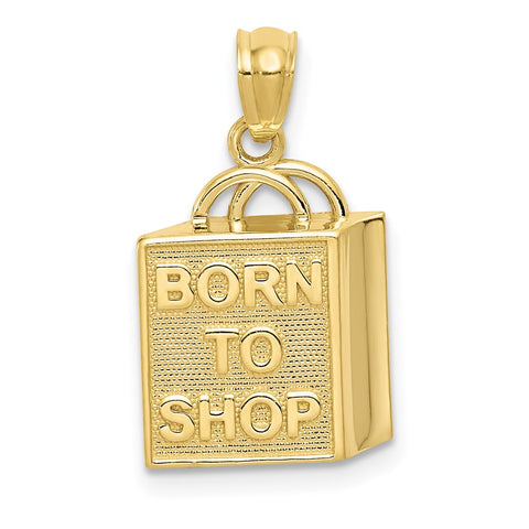 10k Shopping Bag Born to Shop Pendant-WBC-10C3217