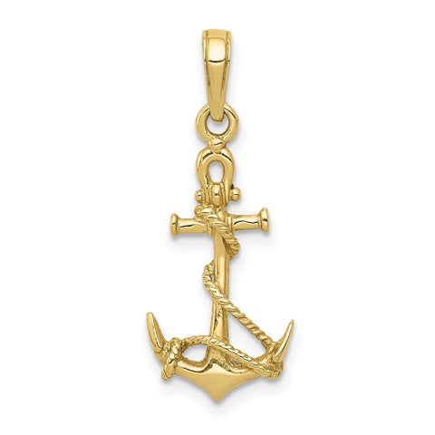10K 3-D Anchor w/Shackle and Entwined Rope Pendant-WBC-10C3344