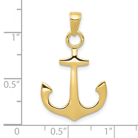10k 3-D Anchor Pendant-WBC-10C3345