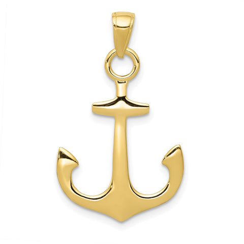 10k 3-D Anchor Pendant-WBC-10C3345