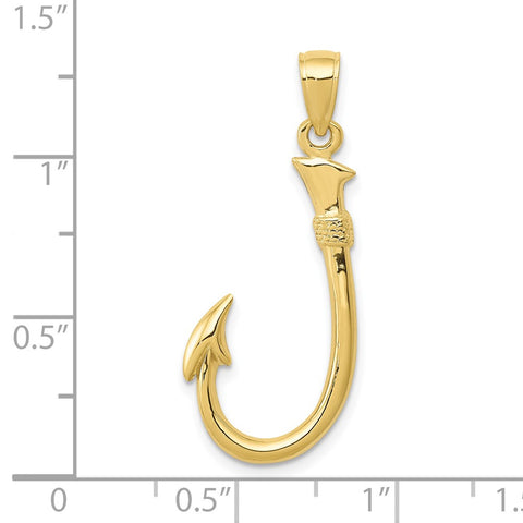 10K 3D Fish Hook Pendant-WBC-10C3349