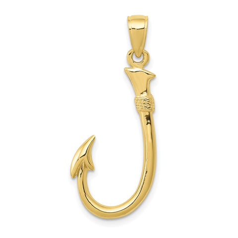 10K 3D Fish Hook Pendant-WBC-10C3349