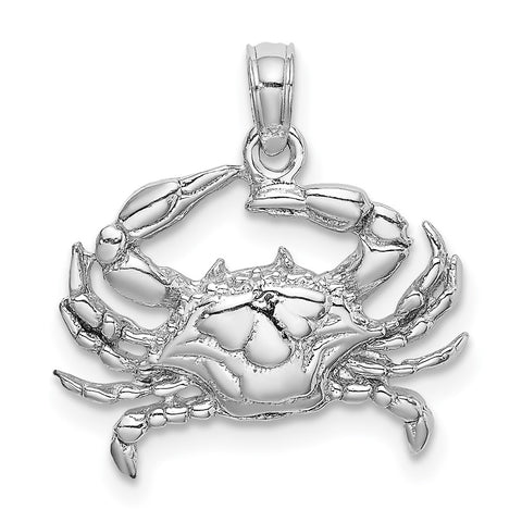10K White Gold 2-D Blue Crab Charm-WBC-10C3413W