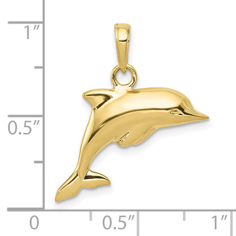 10k 3-D Dolphin Pendant-WBC-10C3426