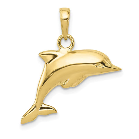 10k 3-D Dolphin Pendant-WBC-10C3426