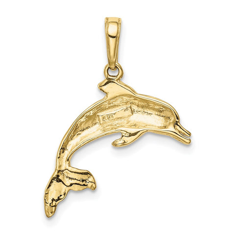 10K Dolphin Swimming Pendant-WBC-10C3455