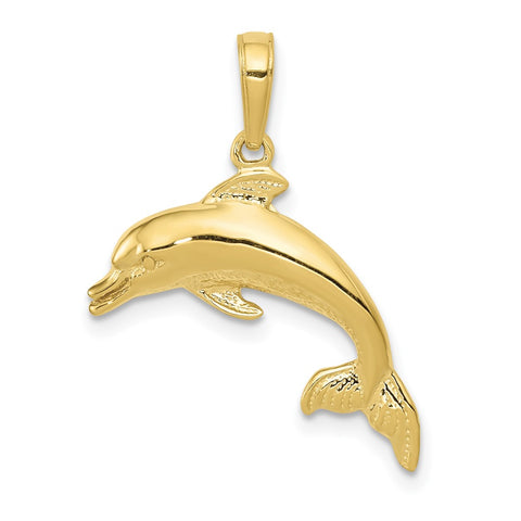 10K Dolphin Swimming Pendant-WBC-10C3455