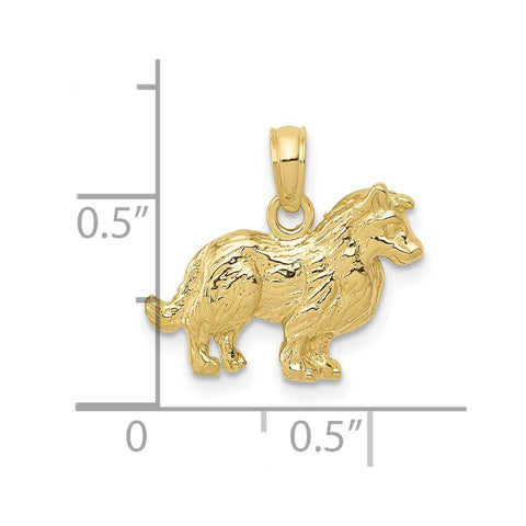 10k Collie Dog Pendant-WBC-10C3508
