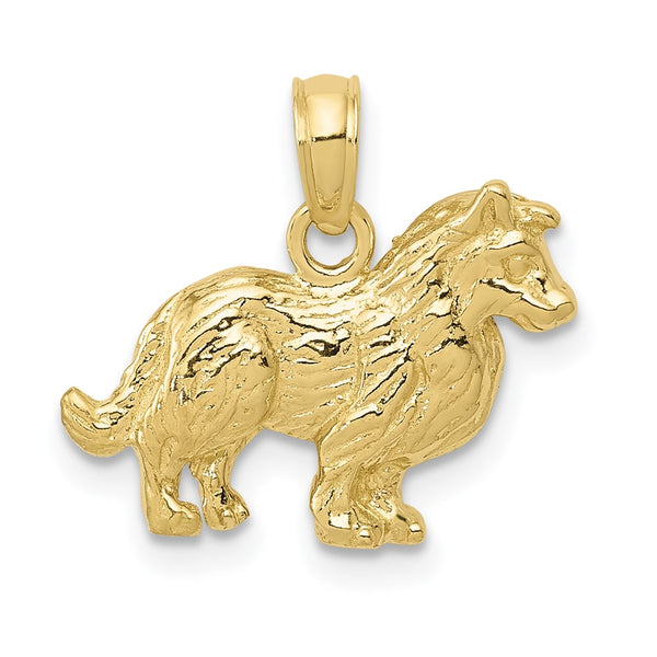 10k Collie Dog Pendant-WBC-10C3508