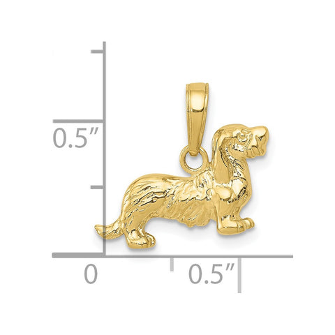10K Long-Haired Dachshund Dog Pendant-WBC-10C3514