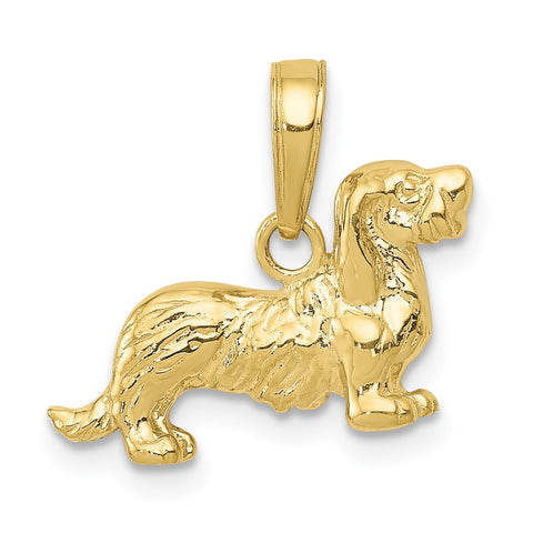 10K Long-Haired Dachshund Dog Pendant-WBC-10C3514