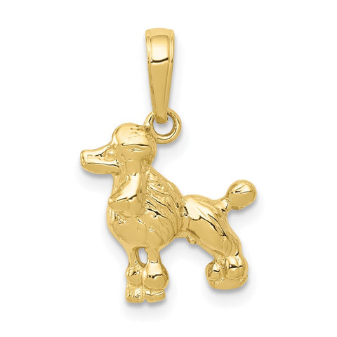 10K Poodle Dog Pendant-WBC-10C3515