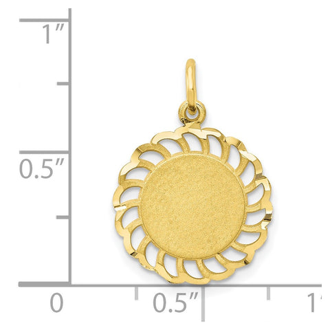 10k Circle with Filigree Edges Charm-WBC-10C363
