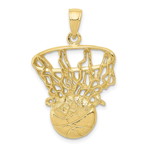 10K Swoosh Basketball and Net Pendant-WBC-10C3781