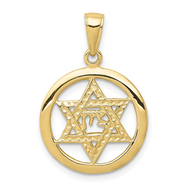 10k Jewish Chi in Star of David Pendant-WBC-10C3986