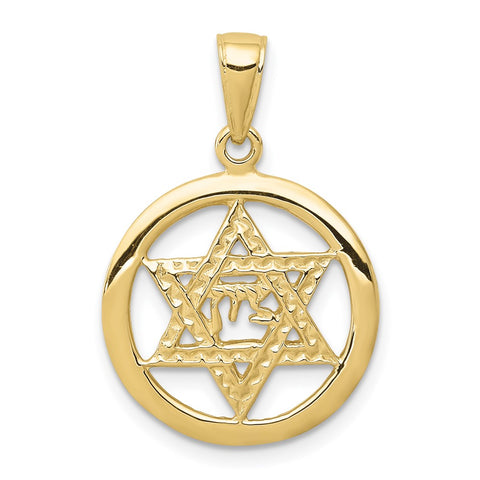 10k Jewish Chi in Star of David Pendant-WBC-10C3986
