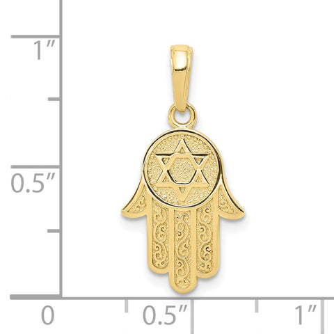 10K Hamsa W/Star Of David Pendant-WBC-10C3993