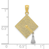 10k Two-tone 3-D Graduation Cap w/Moveable Tassel Pendant-WBC-10C4019