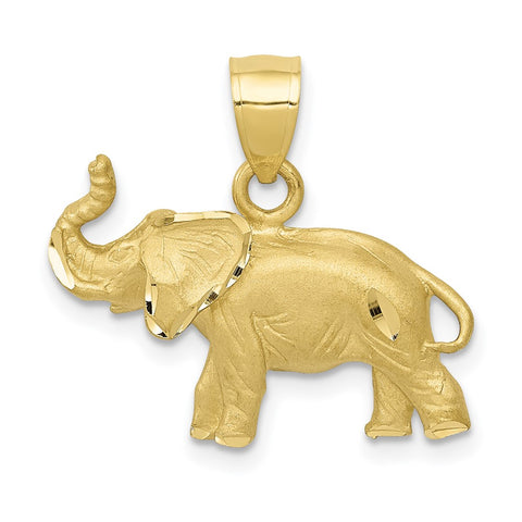 10K Diamond-cut Elephant Pendant-WBC-10C4066