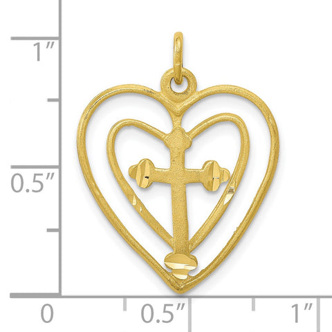 10k CROSS IN HEART CHARM-WBC-10C410