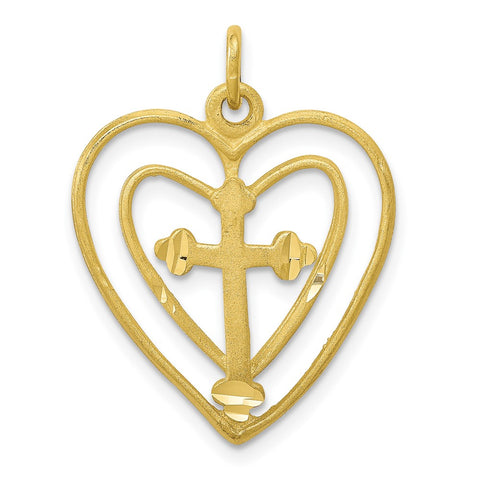10k CROSS IN HEART CHARM-WBC-10C410
