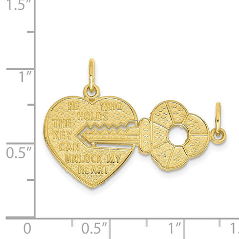 10K Heart and Key Break-apart Charm-WBC-10C413