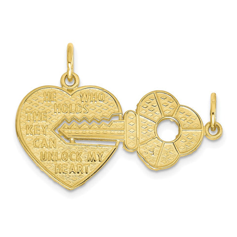 10K Heart and Key Break-apart Charm-WBC-10C413