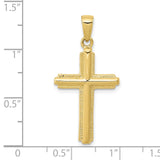 10K Cross with Striped Border Pendant-WBC-10C4203