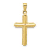 10K Cross with Striped Border Pendant-WBC-10C4203