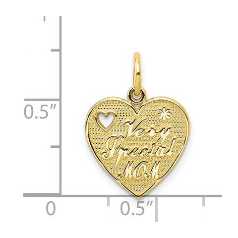 10K VERY SPECIAL MOM Heart Charm-WBC-10C433