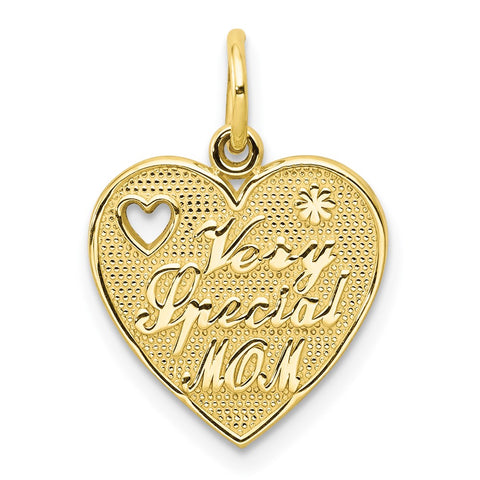 10K VERY SPECIAL MOM Heart Charm-WBC-10C433