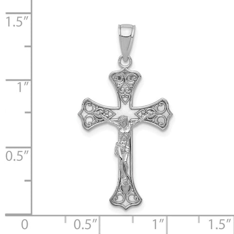 10K White Gold Crucifix Pendant-WBC-10C4345W