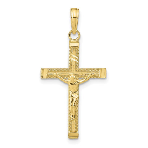 10K Diamond-cut Fancy Tipped Crucifix Pendant-WBC-10C4350